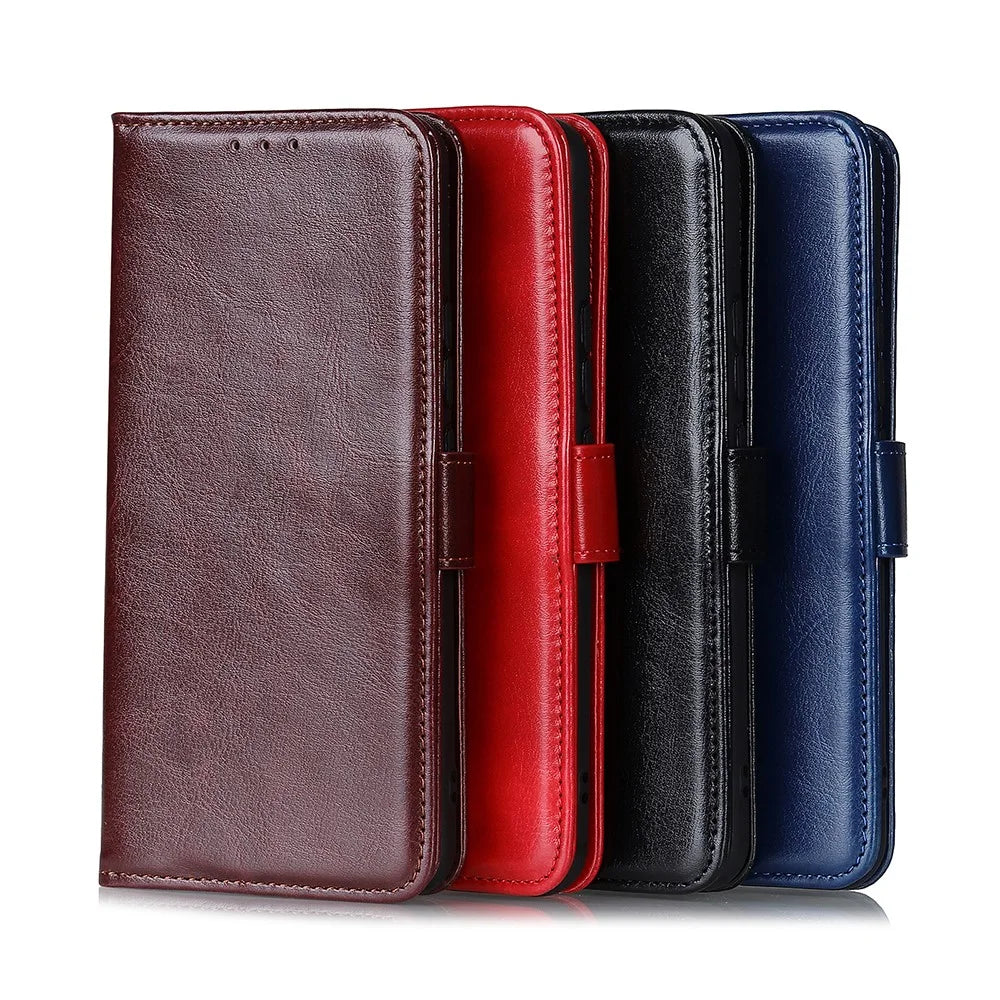Anti-scratch Crazy Horse Texture Wallet Stand Leather Protector Phone Case Cover for Samsung Galaxy A52 4G/5G / A52s 5G - Black - 7