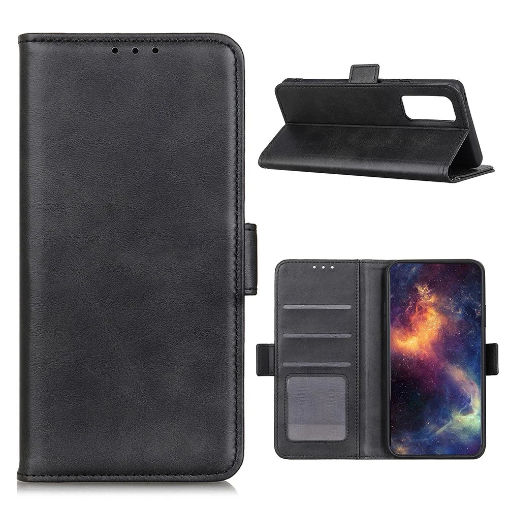 For Samsung Galaxy A52 4G/5G / A52s 5G Magnetic Double Clasp Leather Wallet Case - Black - 1