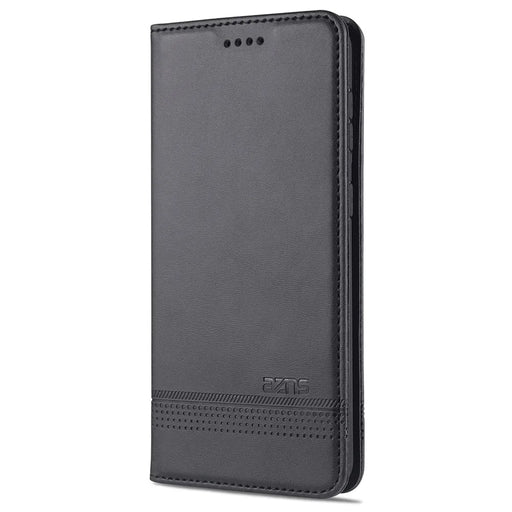 AZNS Magnetic Absorbed Leather Wallet Mobile Phone Cover for Samsung Galaxy S21 Ultra 5G - Black - 1