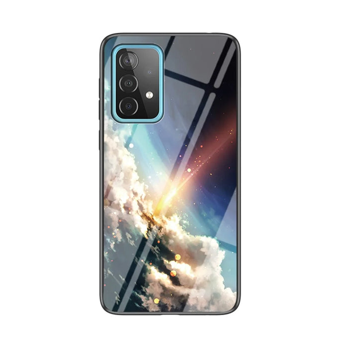 Starry Sky Pattern Printing Shell Glass + PC + TPU Hybrid Case for Samsung Galaxy A52 4G/5G / A52s 5G - Meteor - 1