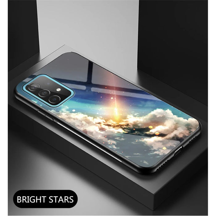 Starry Sky Pattern Printing Shell Glass + PC + TPU Hybrid Case for Samsung Galaxy A52 4G/5G / A52s 5G - Meteor - 2