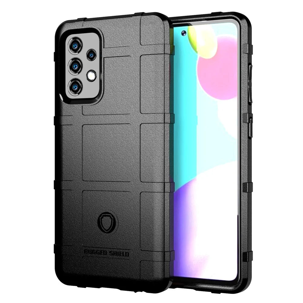 Rugged Shield Square Grid Texture Casing for Samsung Galaxy A52 4G/5G / A52s 5G TPU Phone Cover - Black - 1