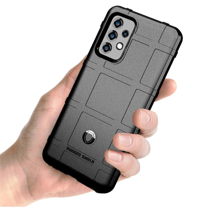 Rugged Shield Square Grid Texture Casing for Samsung Galaxy A52 4G/5G / A52s 5G TPU Phone Cover - Black - 4