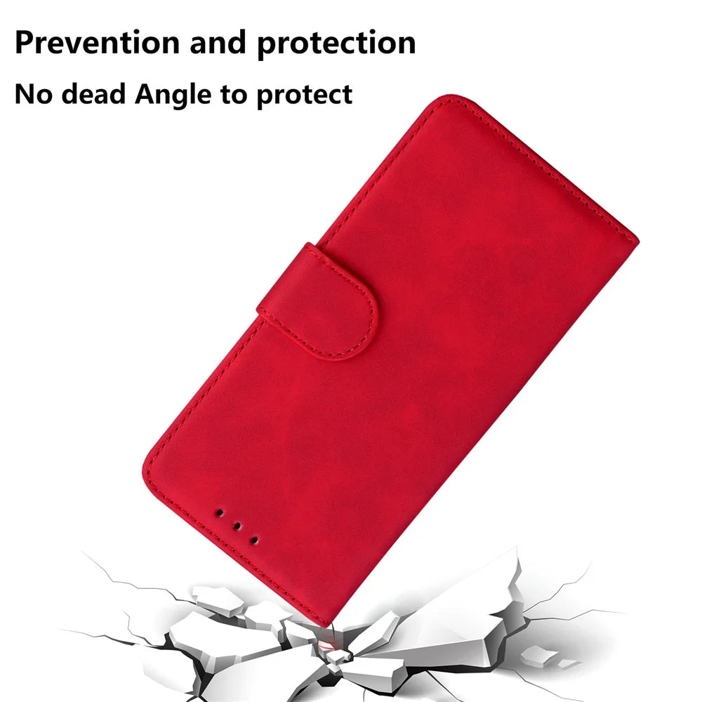 Leather Wallet Stand Phone Case for Samsung Galaxy S21 4G/5G - Red - 2