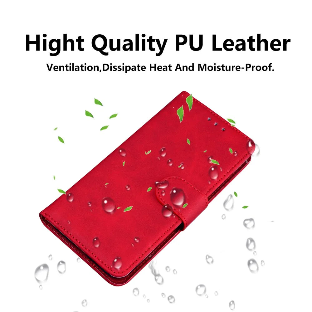 Leather Wallet Stand Phone Case for Samsung Galaxy S21 4G/5G - Red - 4