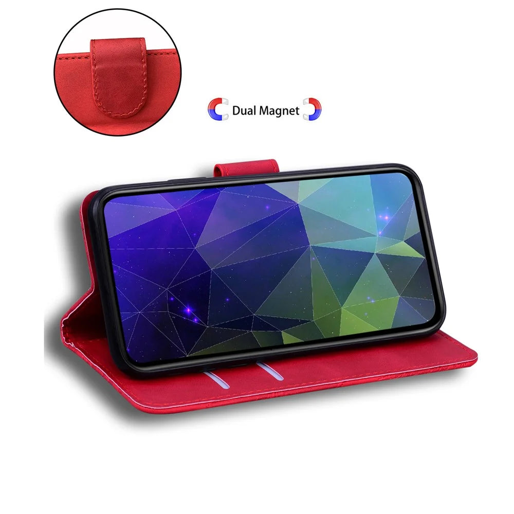 Leather Wallet Stand Phone Case for Samsung Galaxy S21 4G/5G - Red - 6