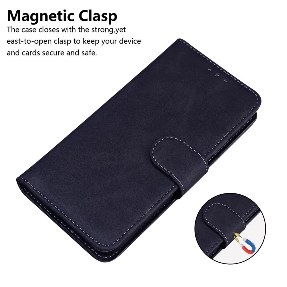 Leather Wallet Stand Phone Case for Samsung Galaxy S21 Ultra 5G - Black - 3