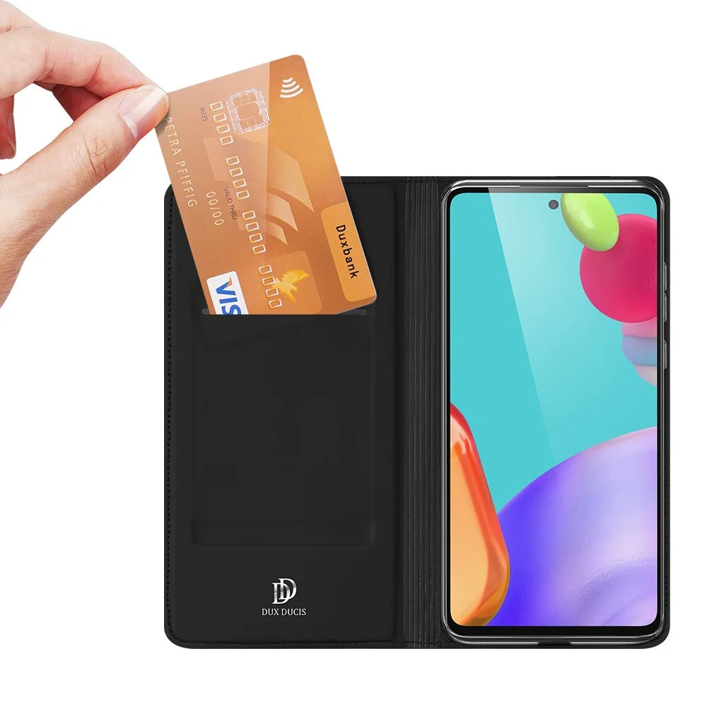 DUX DUCIS Skin Pro Series for Samsung Galaxy A52s/A52 4G/5G / A52s 5G Card Slot Auto-Absorbed Leather Cell Phone Stand Case - Black - 2
