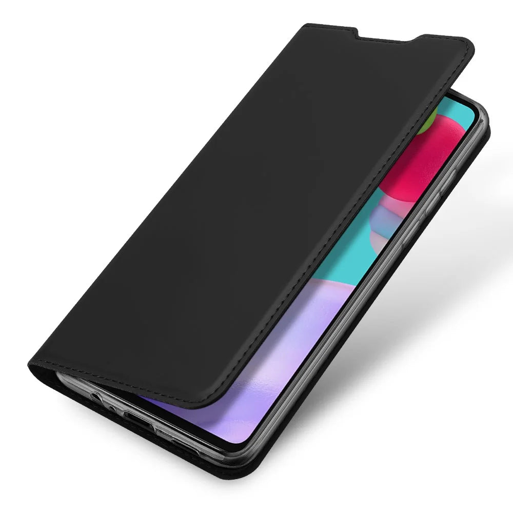 DUX DUCIS Skin Pro Series for Samsung Galaxy A52s/A52 4G/5G / A52s 5G Card Slot Auto-Absorbed Leather Cell Phone Stand Case - Black - 4