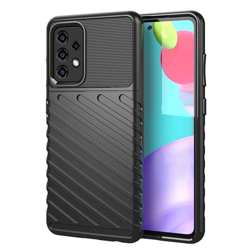 Thunder Series Shock Absorption Soft TPU Twill Texture Design Phone Shell for Samsung Galaxy A52 4G / 5G / A52s 5G - Black - 1
