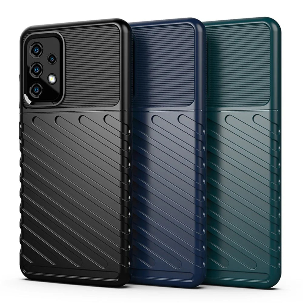 Thunder Series Shock Absorption Soft TPU Twill Texture Design Phone Shell for Samsung Galaxy A52 4G / 5G / A52s 5G - Black - 3