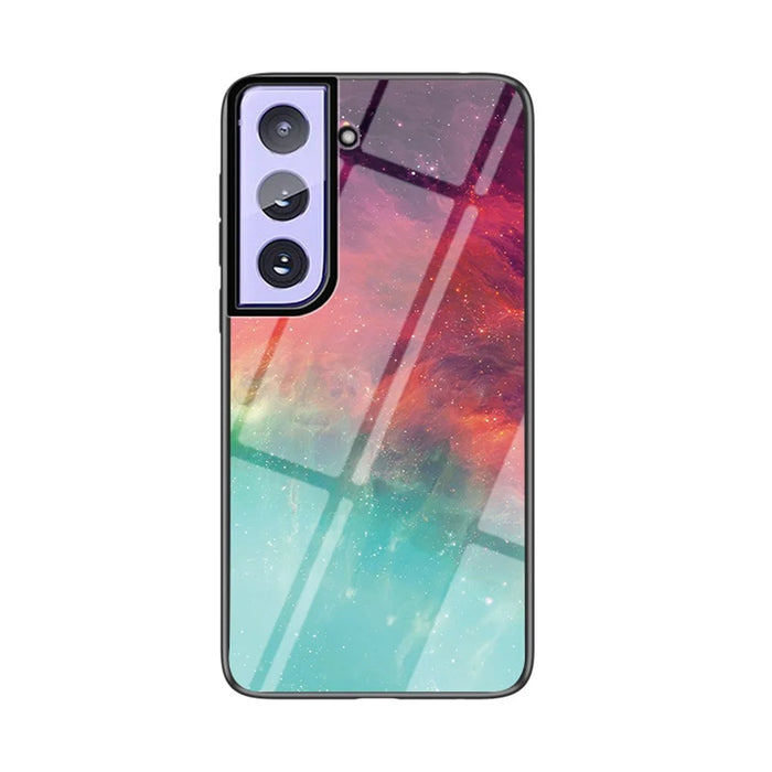 Starry Sky Pattern Ultra Light TPU + PC + Tempered Glass Phone Cover Shell for Samsung Galaxy S21 4G/5G - Colorful Sky - 1