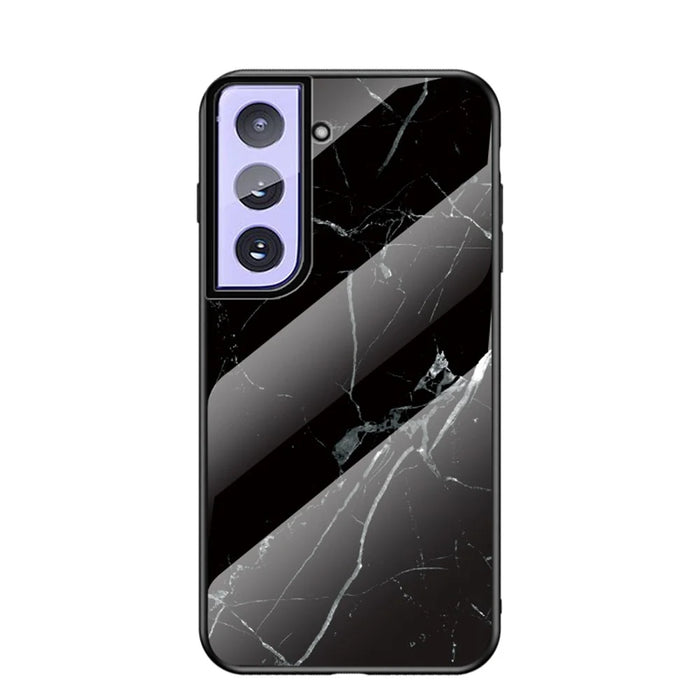 Marble Pattern Tempered Glass PC TPU Cover for Samsung Galaxy S21+ 5G - Black - 1