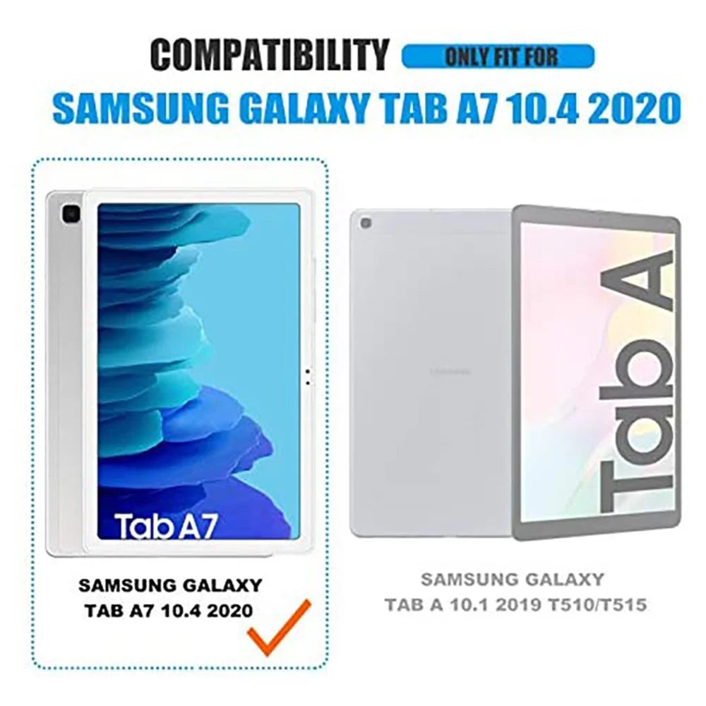 Tri-fold Stand PU Leather Tablet Case with Straight Edge Tempered Glass Film for Samsung Galaxy Tab A7 10.4 (2022) / (2020) - 3