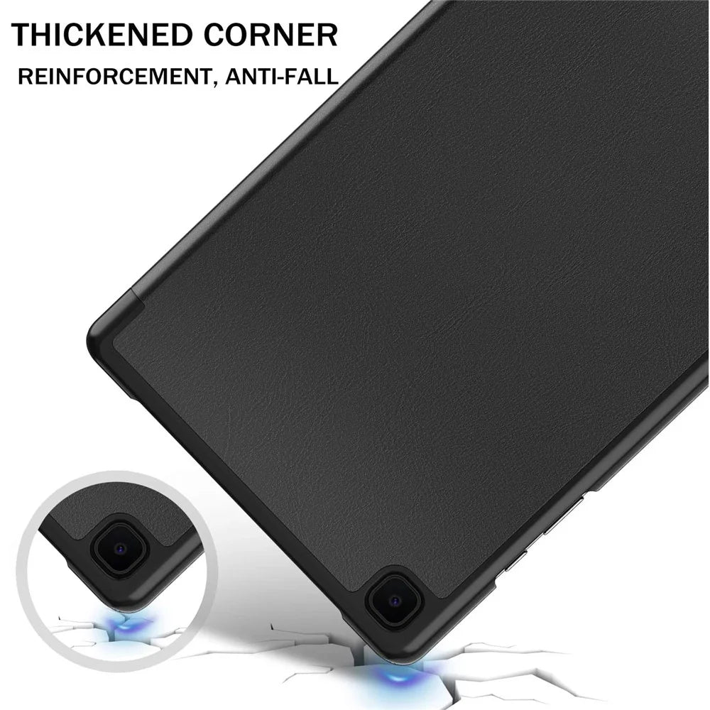 Tri-fold Stand PU Leather Tablet Case with Straight Edge Tempered Glass Film for Samsung Galaxy Tab A7 10.4 (2022) / (2020) - 5