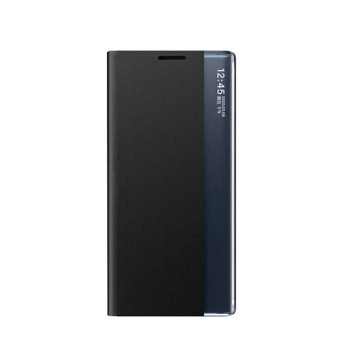 For Samsung Galaxy A12 View Window Auto-Absorbed Phone Case Flip Leather Stand Cell Phone Shell - Black - 2