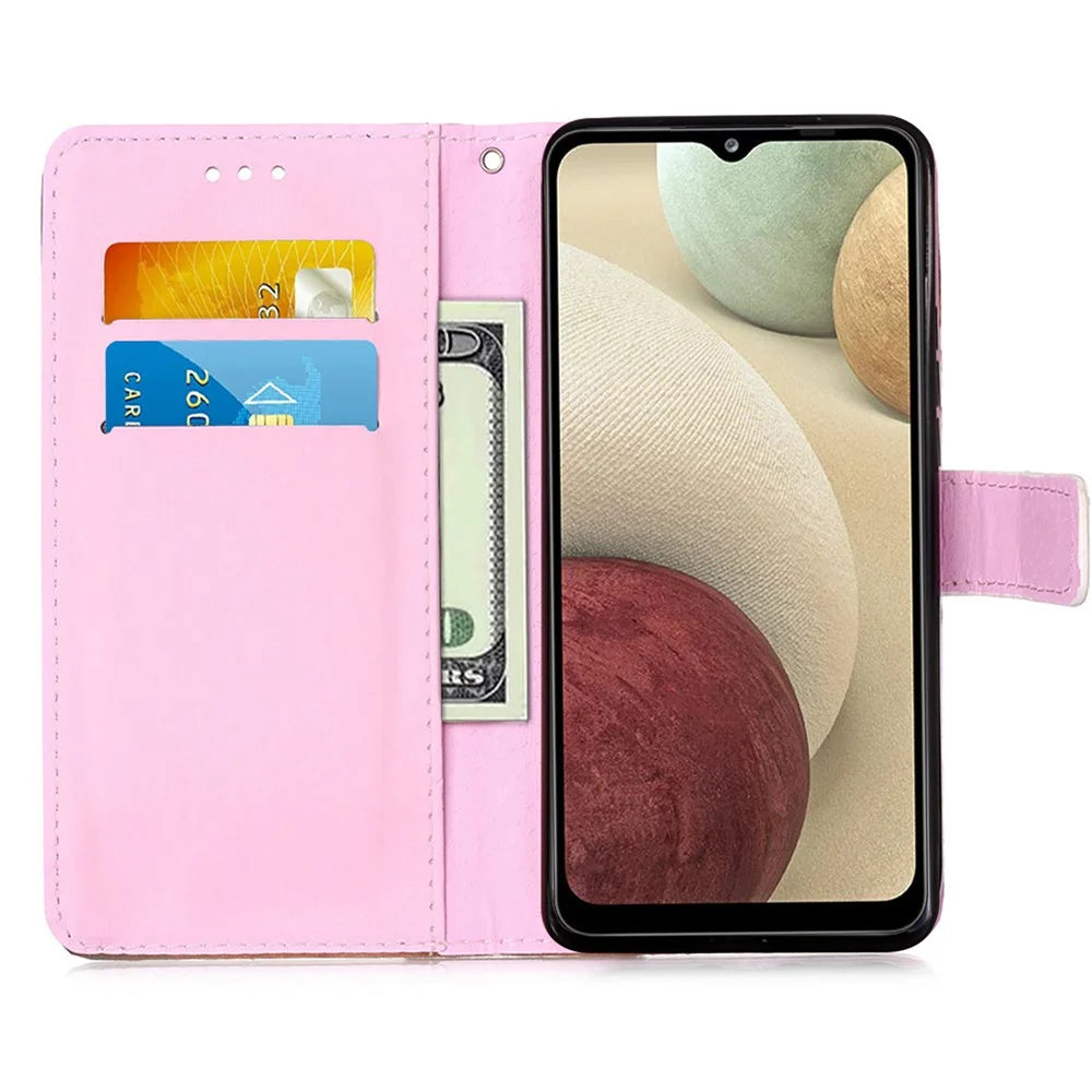 TPU + PU Leather Wallet Stand Case with Pattern Printing for Samsung Galaxy A12/M12 - Panda - 5