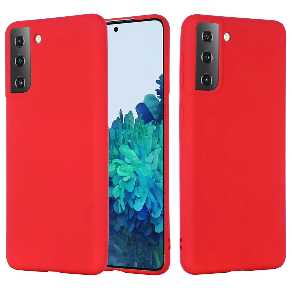 Anti-scratch Dustproof Shockproof Soft Liquid Silicone Phone Cover Smartphone Case for Samsung Galaxy S21+ 5G - Red - 1