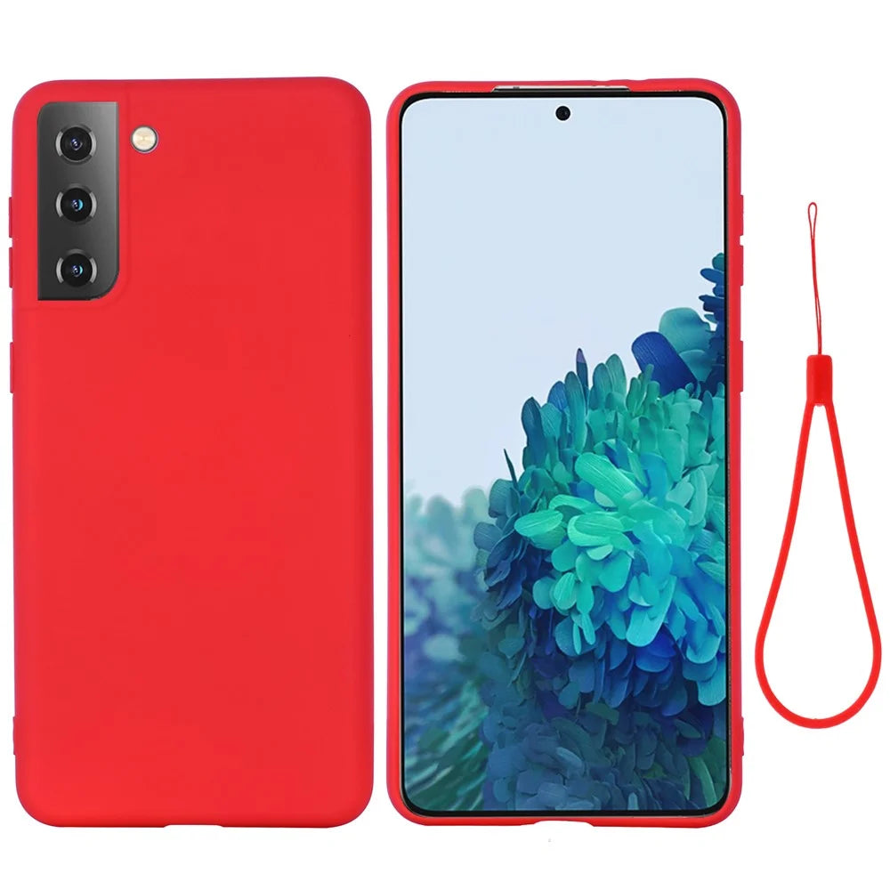 Anti-scratch Dustproof Shockproof Soft Liquid Silicone Phone Cover Smartphone Case for Samsung Galaxy S21+ 5G - Red - 2