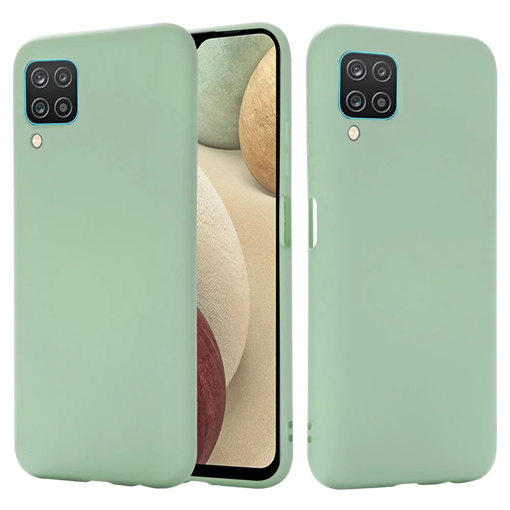 Shockproof Soft Liquid Silicone Phone Case for Samsung Galaxy A12 - Green - 1