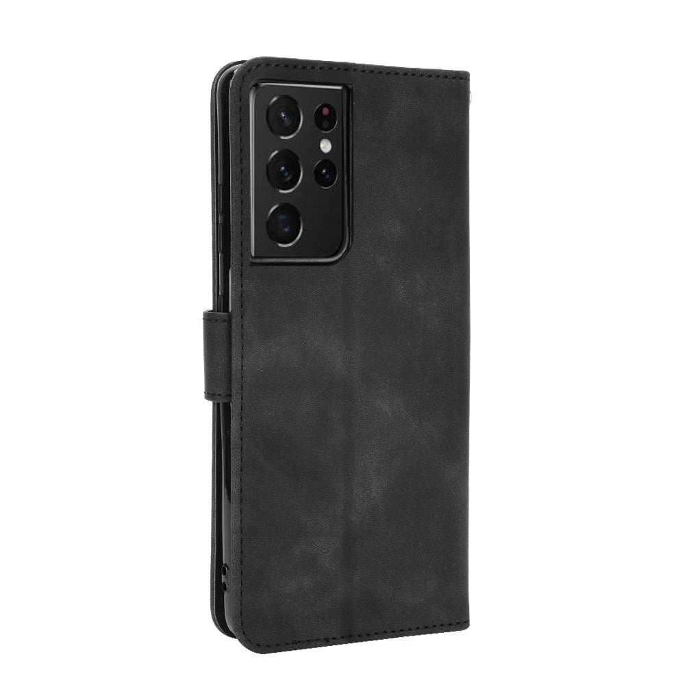 Delicate PU Leather Wallet Cell Phone Case for Samsung Galaxy S21 Ultra 5G - Black - 6