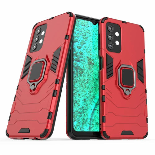 Cool Guard Ring Holder Kickstand PC TPU Hybrid Case Protective Shell for Samsung Galaxy A32 5G/M32 5G - Red - 1
