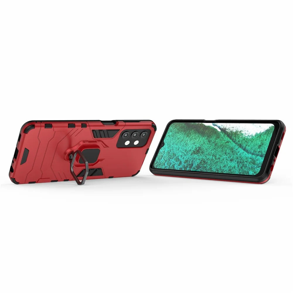 Cool Guard Ring Holder Kickstand PC TPU Hybrid Case Protective Shell for Samsung Galaxy A32 5G/M32 5G - Red - 4