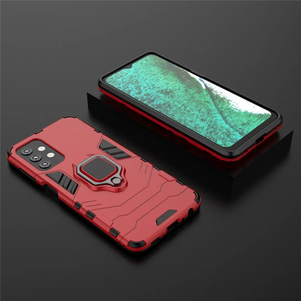 Cool Guard Ring Holder Kickstand PC TPU Hybrid Case Protective Shell for Samsung Galaxy A32 5G/M32 5G - Red - 5