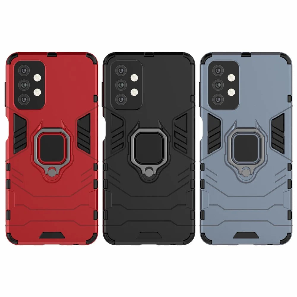 Cool Guard Ring Holder Kickstand PC TPU Hybrid Case Protective Shell for Samsung Galaxy A32 5G/M32 5G - Red - 6