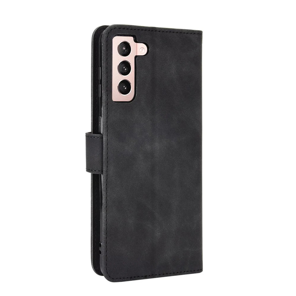 Delicate PU Leather Wallet Cell Phone Case for Samsung Galaxy S21 4G/5G - Black - 5