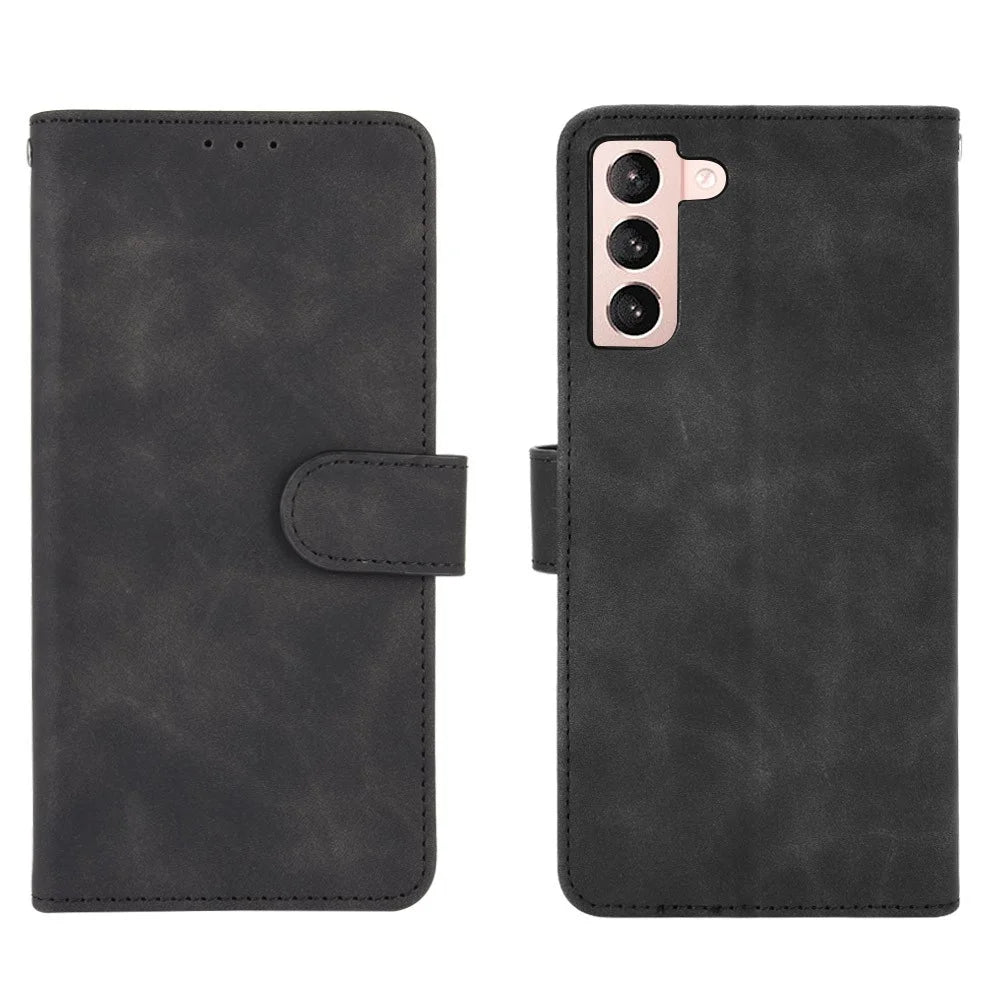 Delicate PU Leather Wallet Cell Phone Case for Samsung Galaxy S21 4G/5G - Black - 6