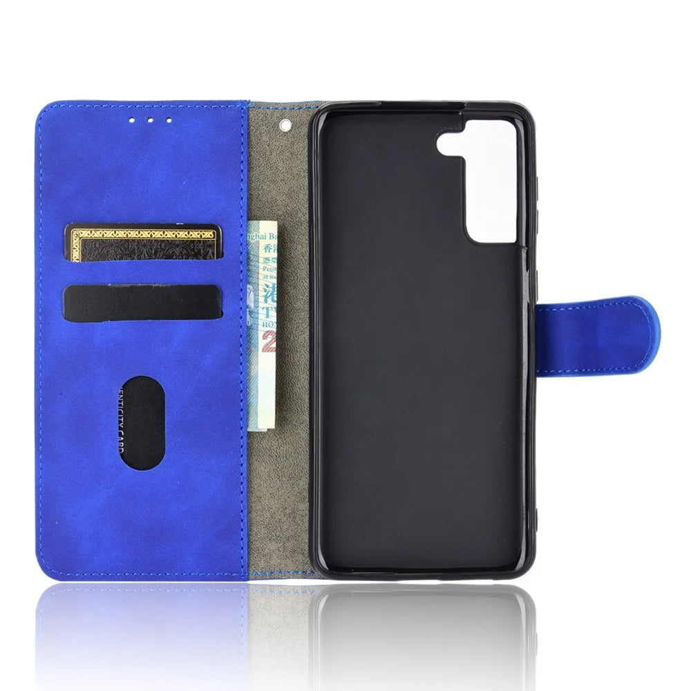 Delicate PU Leather Wallet Cell Phone Case for Samsung Galaxy S21 4G/5G - Black - 7