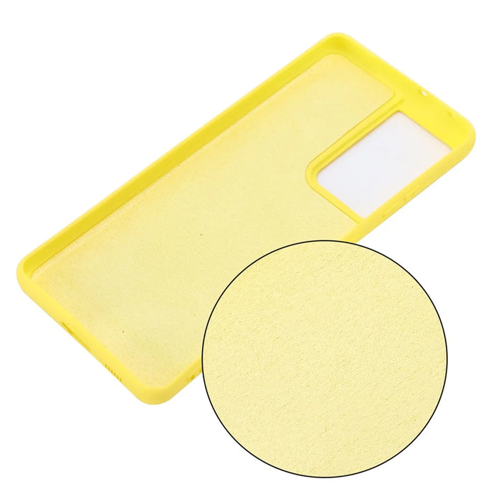 For Samsung Galaxy S21 Ultra 5G Shockproof Soft Liquid Silicone Cover Mobile Phone Shell Protection Case - Yellow - 3