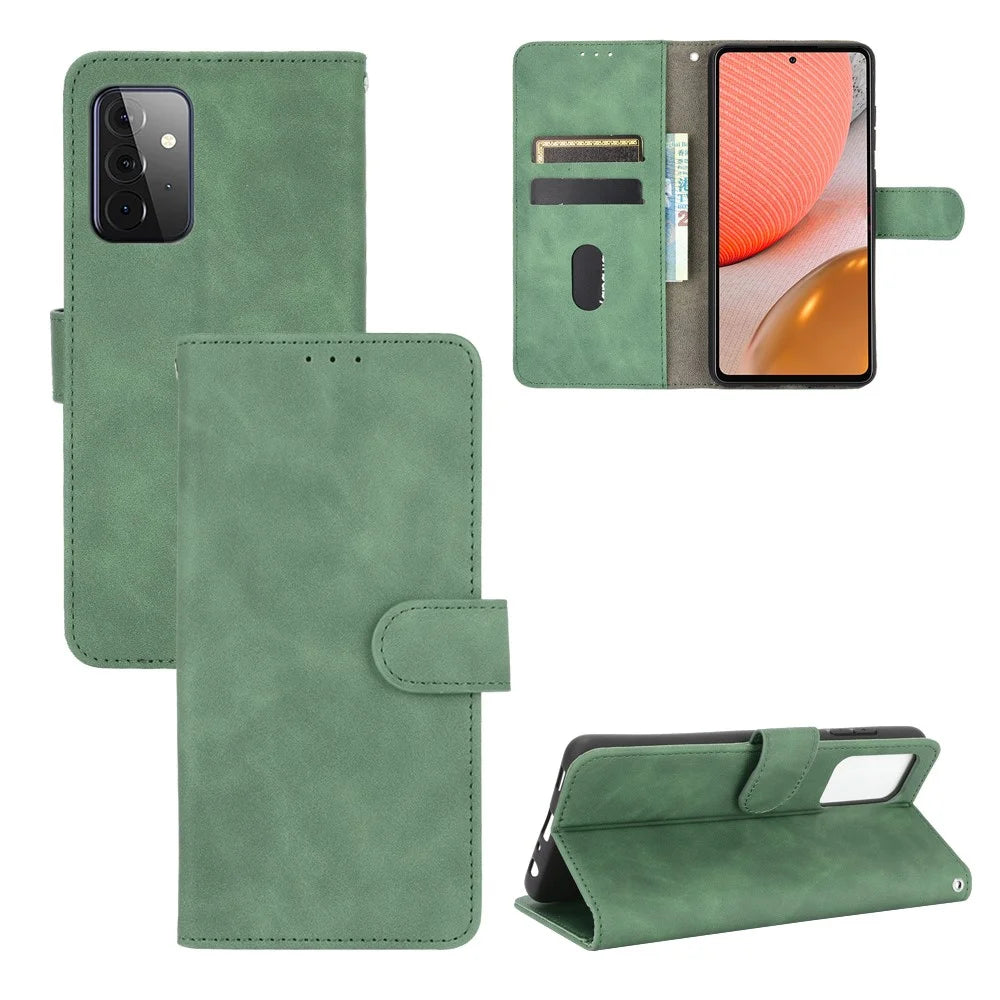 Delicate PU Leather Wallet Cell Phone Case for Samsung Galaxy A72 5G / A72 4G - Green - 1
