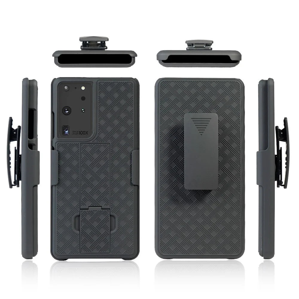 Woven Texture Built-in Kickstand PC Hard Case for Samsung Galaxy S21 Ultra 5G - 5