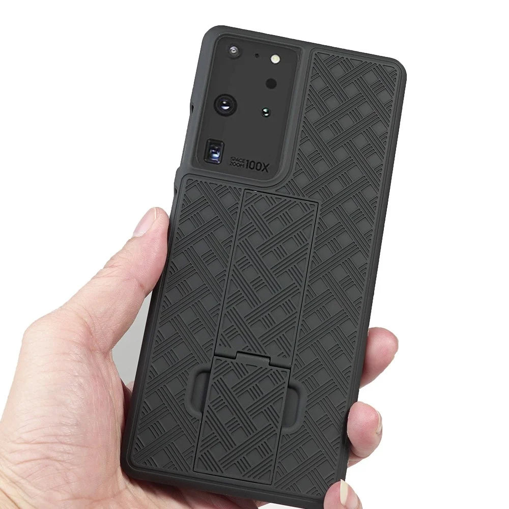 Woven Texture Built-in Kickstand PC Hard Case for Samsung Galaxy S21 Ultra 5G - 7