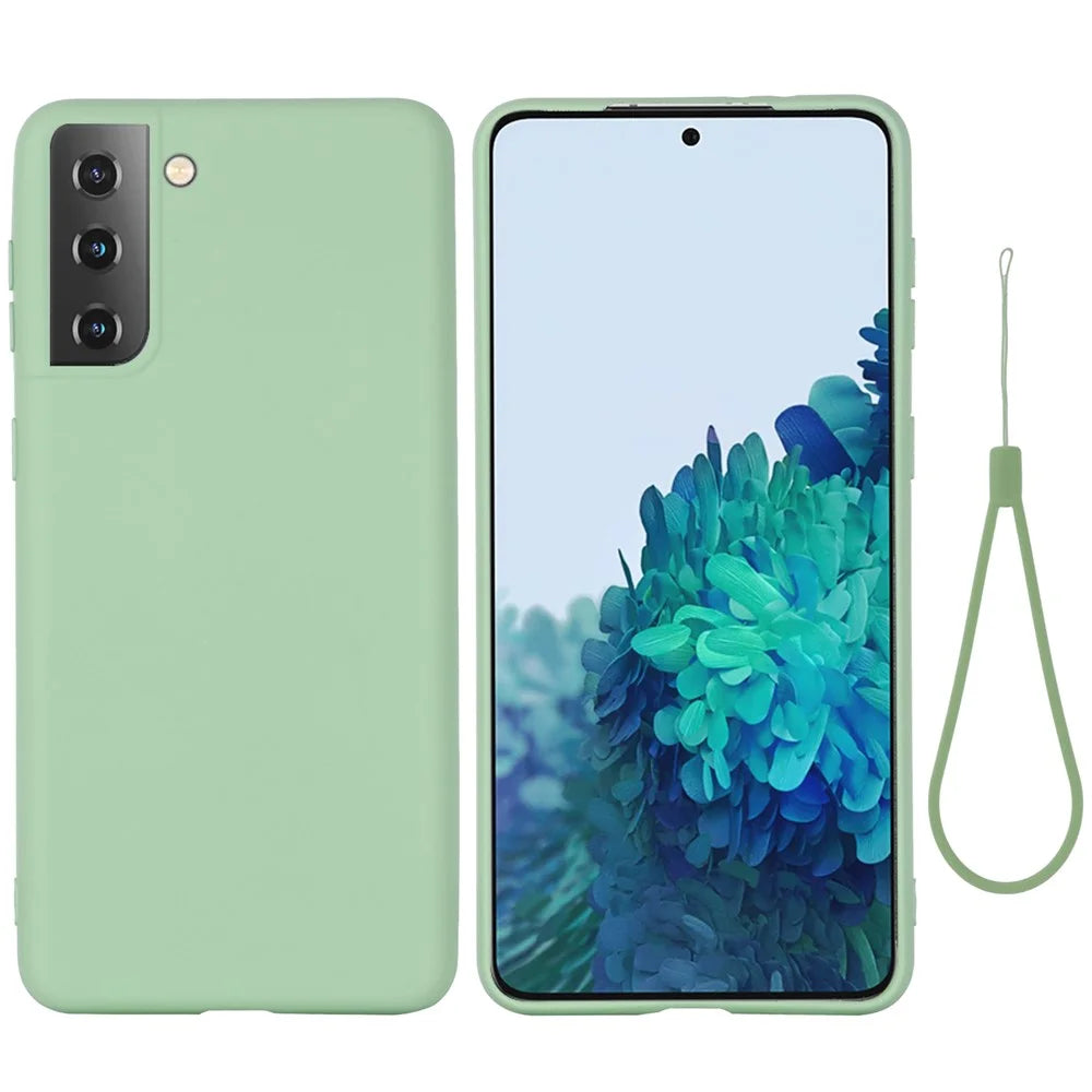 For Samsung Galaxy S21 4G/5G Shockproof Soft Liquid Silicone Phone Case Mobile Phone Covering Shell - Green - 2