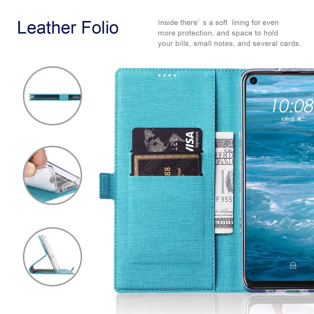 VILI DMK Leather Wallet Stand Magnetic Suction Style Cell Phone Cover for Samsung Galaxy S21 4G/5G - Blue - 3