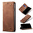 Jeans Cloth Texture Wallet Leather Mobile Phone Protective Cover for Samsung Galaxy A12 - Brown - 1