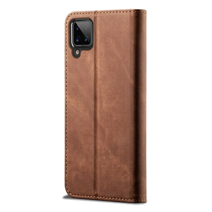 Jeans Cloth Texture Wallet Leather Mobile Phone Protective Cover for Samsung Galaxy A12 - Brown - 3