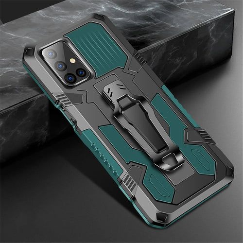Metal + Plastic + TPU Hybrid Back Flip Cover with Kickstand for Samsung Galaxy M51 - Green - 1