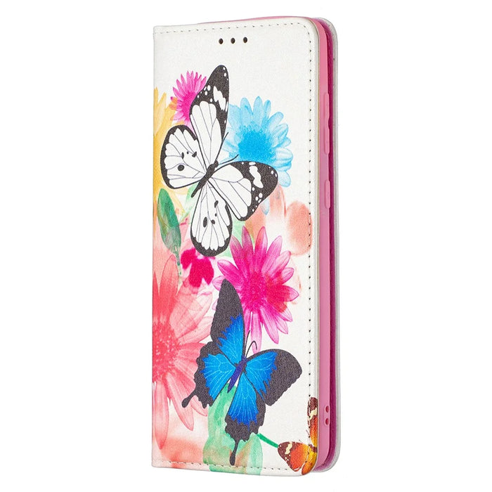 PU Leather Pattern Printing Auto-absorbed Case with Stand for Samsung Galaxy A21s - Two Butterflies - 2