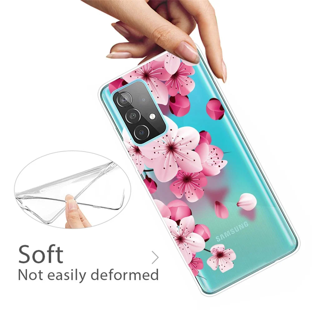 Drop Resistant IMD Pattern TPU Phone Case for Samsung Galaxy A52 4G/5G / A52s 5G - Red Flowers - 2