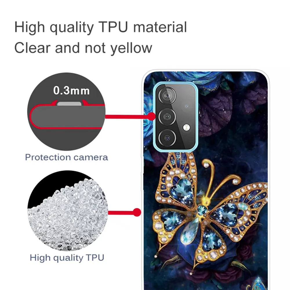 Pattern Printing Flexible TPU Phone Case for Samsung Galaxy A32 5G/M32 5G - Beautiful Butterfly - 4