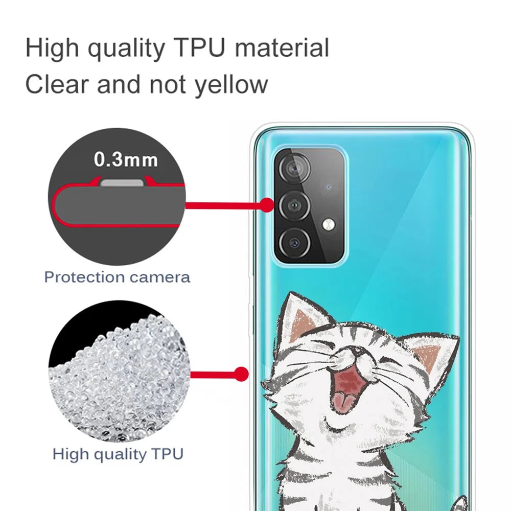 Pattern Printing Flexible TPU Phone Case for Samsung Galaxy A52 4G/5G / A52s 5G - Cat - 4