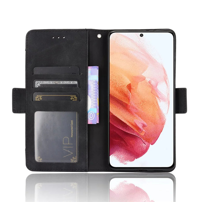 Multiple Card Slots Stand for Samsung Galaxy S21+ 5G Cover Leather Protective Case - Black - 6