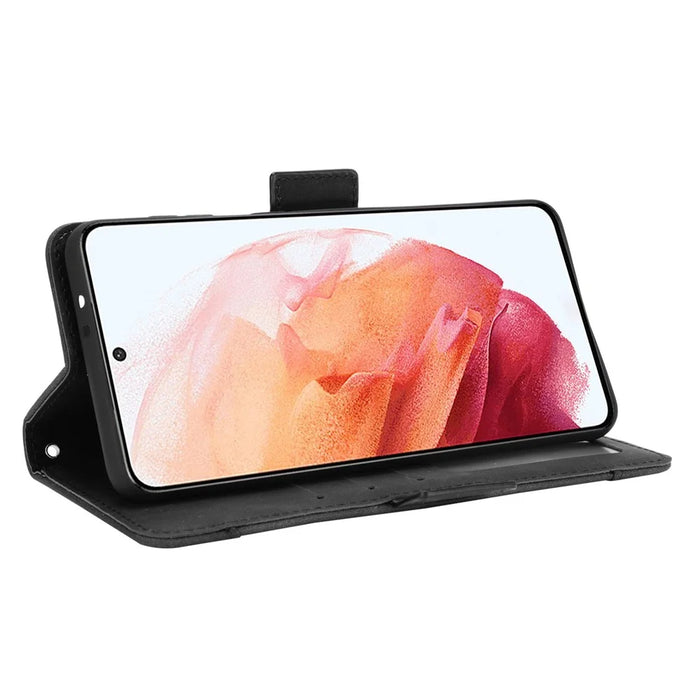 Multiple Card Slots Stand for Samsung Galaxy S21+ 5G Cover Leather Protective Case - Black - 7