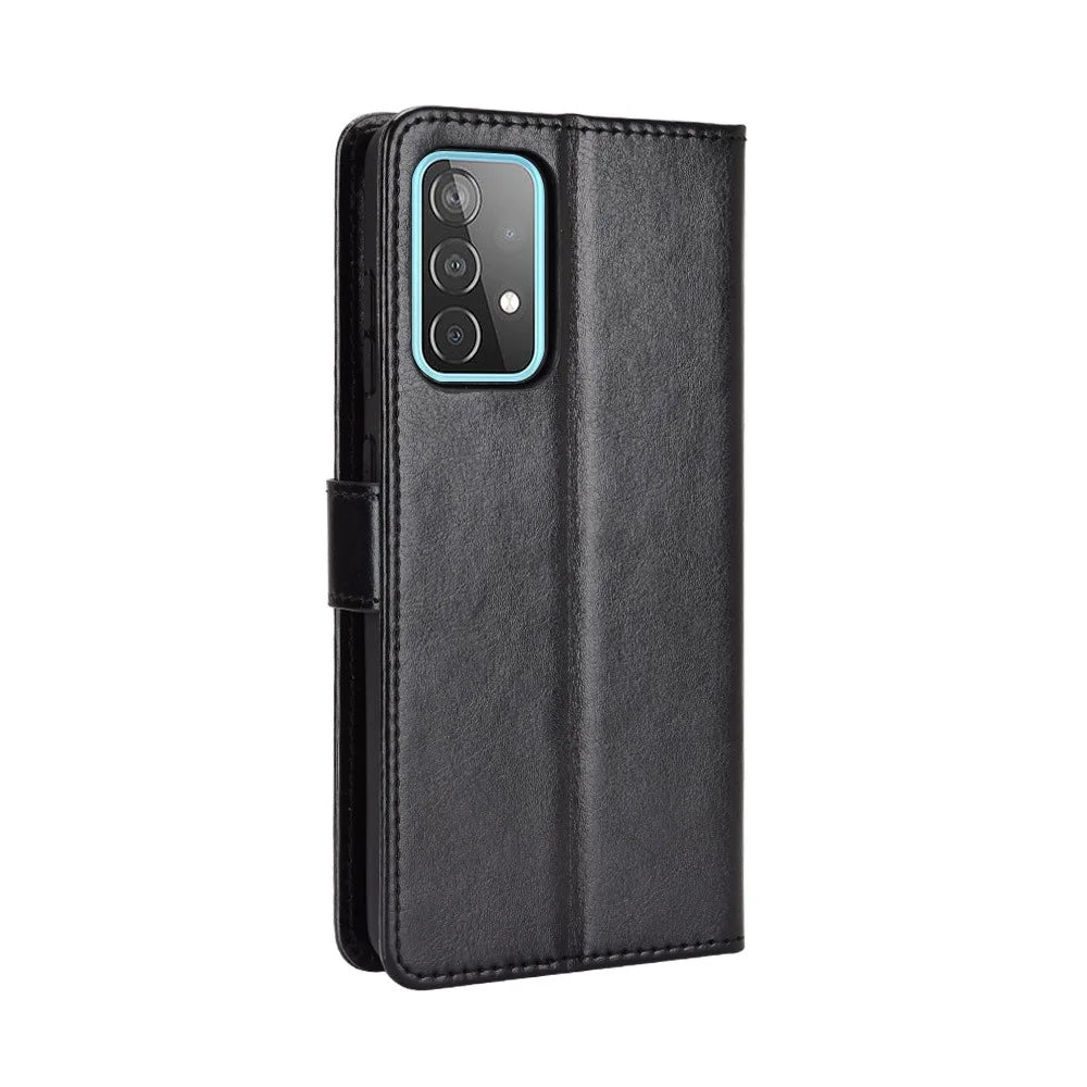 Full Protection Crazy Horse Texture Leather Shell with Wallet and Stand for Samsung Galaxy A52 4G/5G / A52s 5G - Black - 6