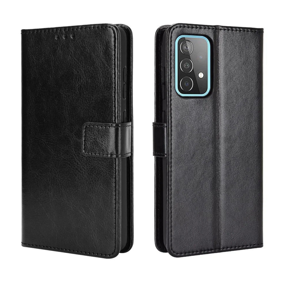 Full Protection Crazy Horse Texture Leather Shell with Wallet and Stand for Samsung Galaxy A52 4G/5G / A52s 5G - Black - 7