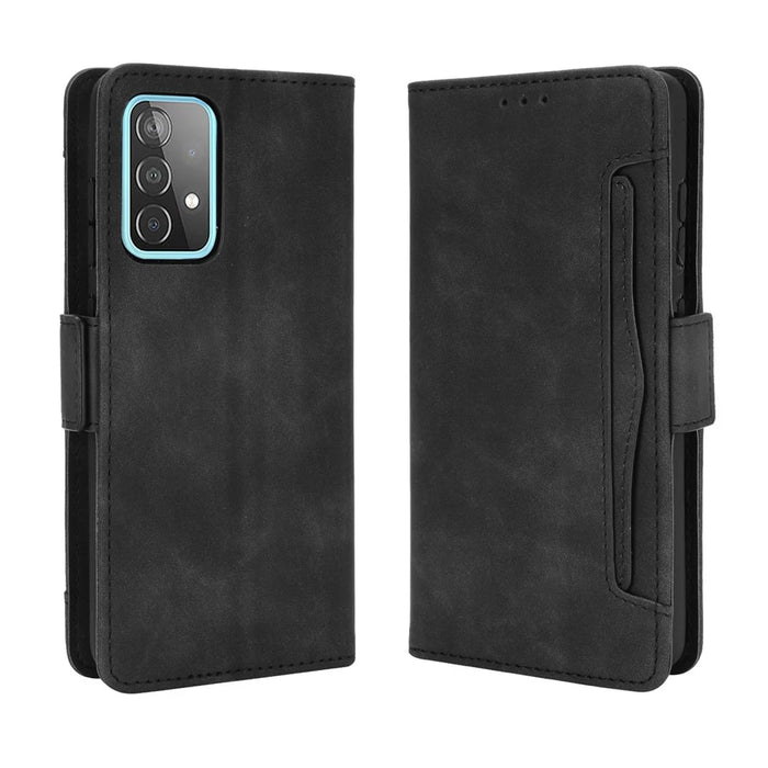 Leather Protective Case for Samsung Galaxy A52 4G/5G / A52s 5G Multiple Card Slots Shell - Black - 7